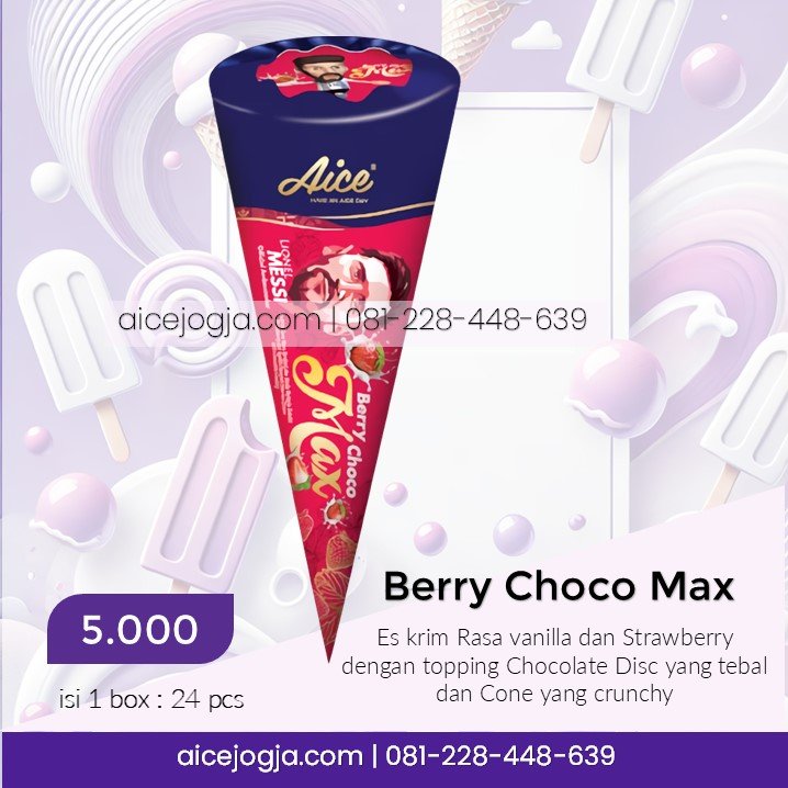 es krim aice berry choco max cone, agen aice terdekat di jogja harga grosir, aicejogja.com