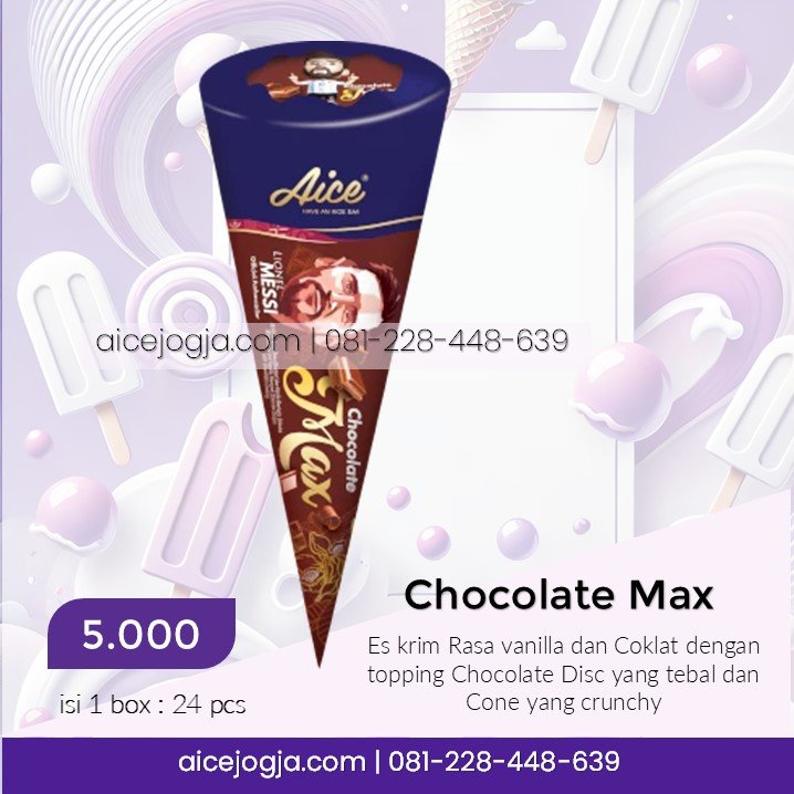 es krim aice chocolate max cone, agen aice terdekat di jogja harga grosir, aicejogja.com