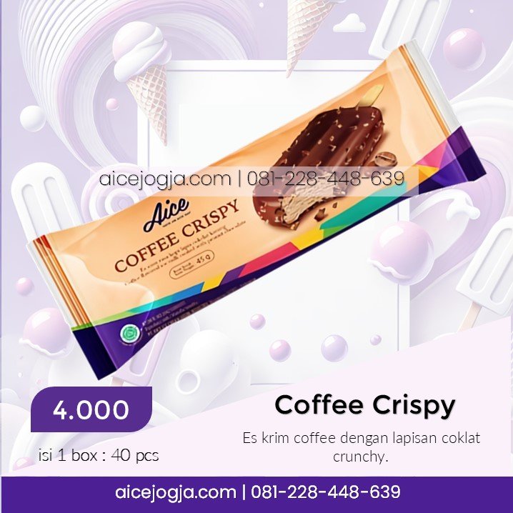 es krim aice coffee crispy kopi, agen aice terdekat di jogja harga grosir, aicejogja.com