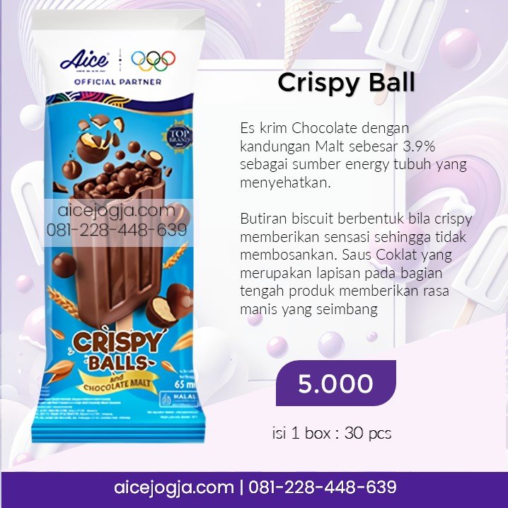 es krim aice crispy ball, agen aice terdekat di jogja harga grosir, aicejogja.com