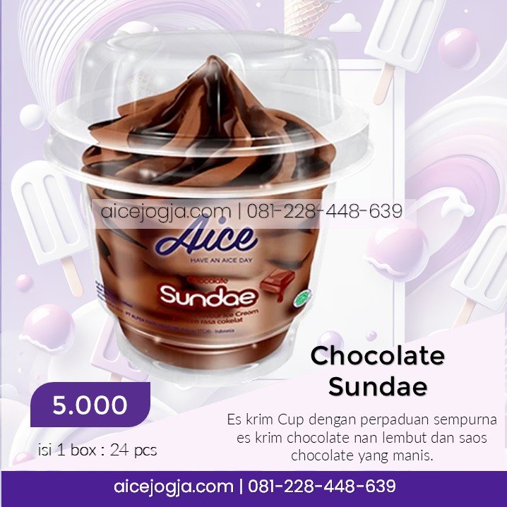 es krim aice cup coklat sundae chocolate, agen aice terdekat di jogja harga grosir, aicejogja.com