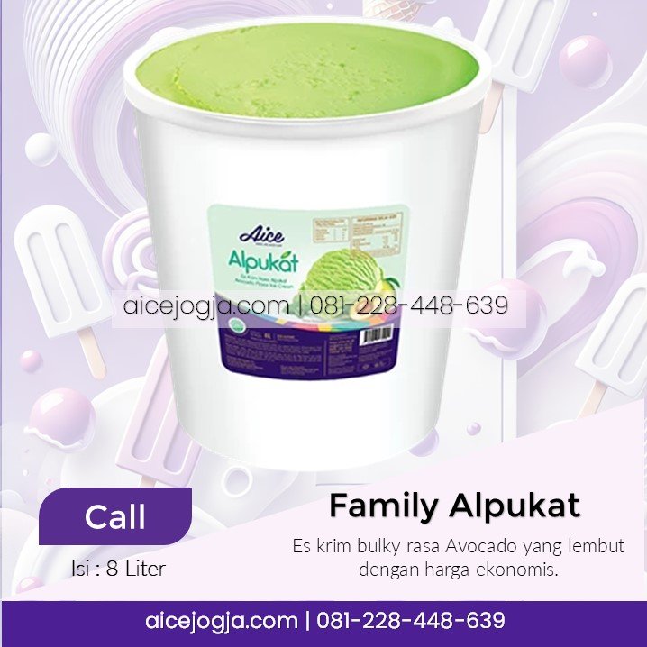 es krim aice emberan 8 liter family alpukat, agen aice terdekat di jogja harga grosir, aicejogja.com