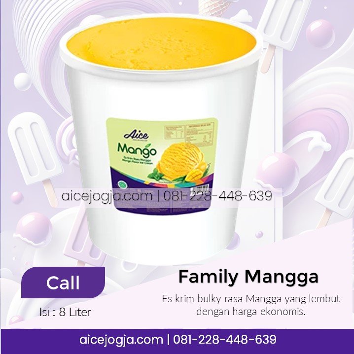 es krim aice emberan 8 liter family mangga, agen aice terdekat di jogja harga grosir, aicejogja.com