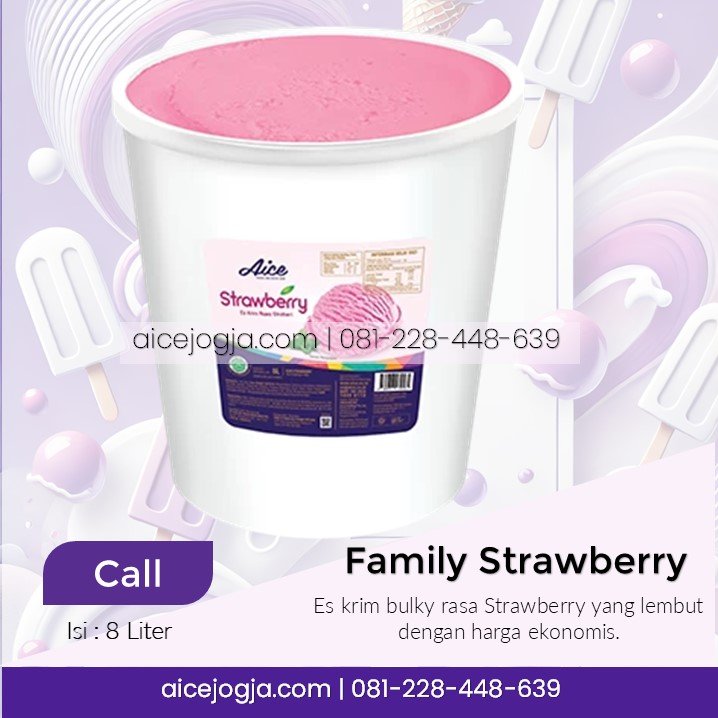 es krim aice emberan 8 liter family strawberry, agen aice terdekat di jogja harga grosir, aicejogja.com