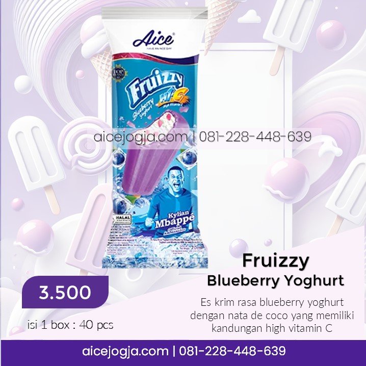 es krim aice fruizzy blueberry yoghurt, agen aice terdekat di jogja harga grosir, aicejogja.com