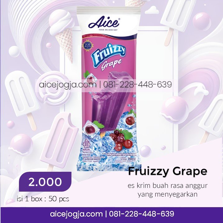 es krim aice fruizzy grape anggur, agen aice terdekat di jogja harga grosir, aicejogja.com