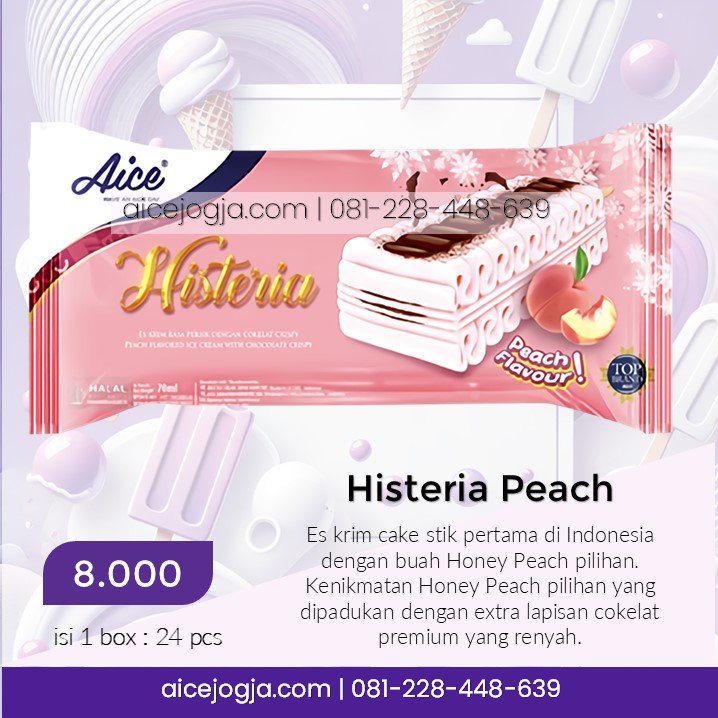 es krim aice histeria peach pink, agen aice terdekat di jogja harga grosir, aicejogja.com