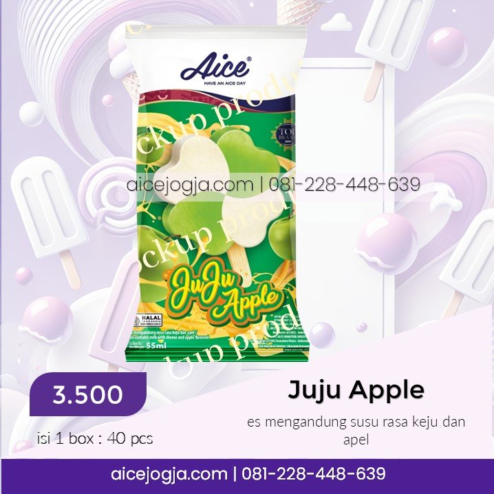 es krim aice juju apple susu keju apel, agen aice terdekat di jogja harga grosir, aicejogja.com