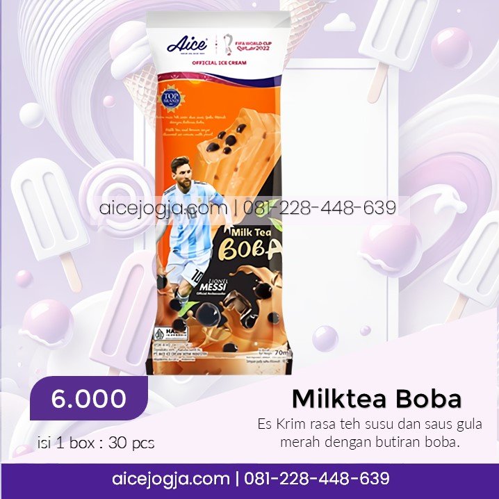 es krim aice milk tea boba, agen aice terdekat di jogja harga grosir, aicejogja.com