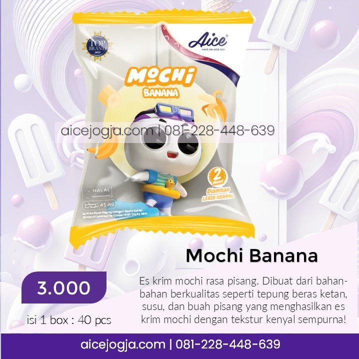 es krim aice mochi banana, agen aice terdekat di jogja harga grosir, aicejogja.com