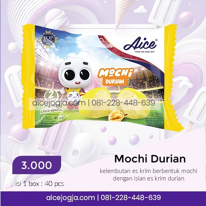 es krim aice mochi durian, agen aice terdekat di jogja harga grosir, aicejogja.com