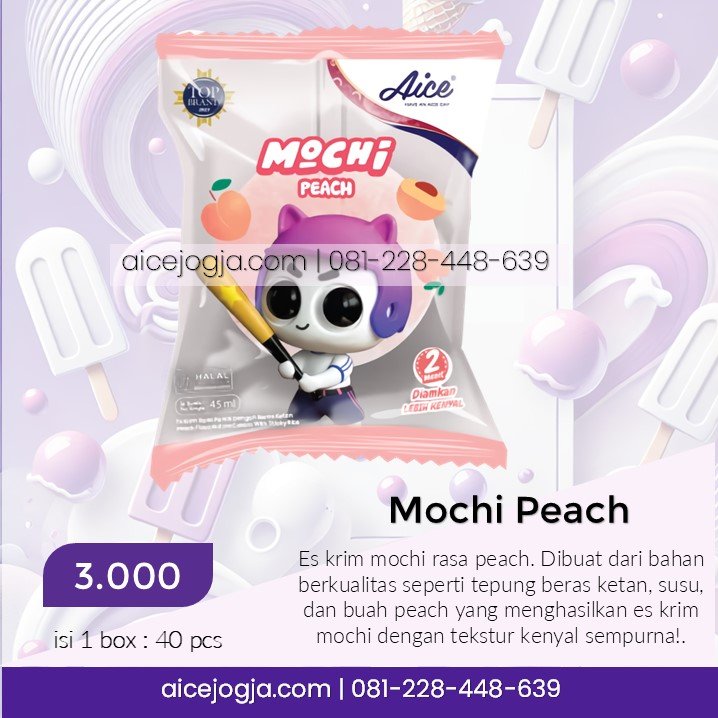 es krim aice mochi peach, agen aice terdekat di jogja harga grosir, aicejogja.com