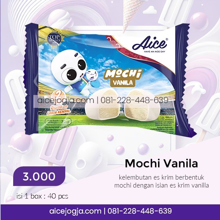 es krim aice mochi vanilla, agen aice terdekat di jogja harga grosir, aicejogja.com