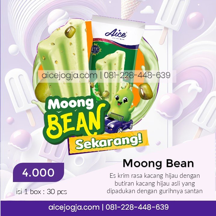 es krim aice moong bean kacang hijau, agen aice terdekat di jogja harga grosir, aicejogja.com